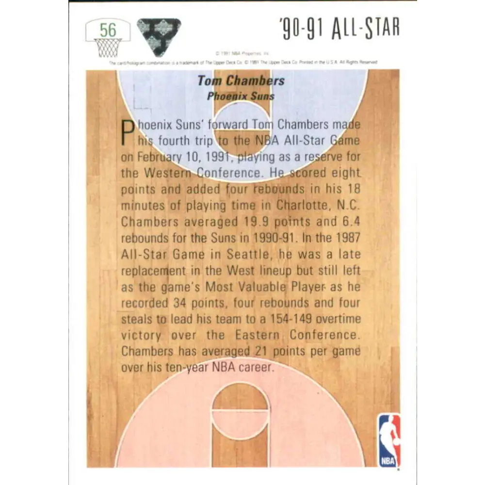 1991-92 Upper Deck #56 Tom Chambers AS NM-MT Phoenix Suns Basketball Card Image 2