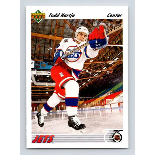 1991-92 Upper Deck #568 Todd Hartje NM-MT RC Rookie Winnipeg Jets Hockey Card  Image 1