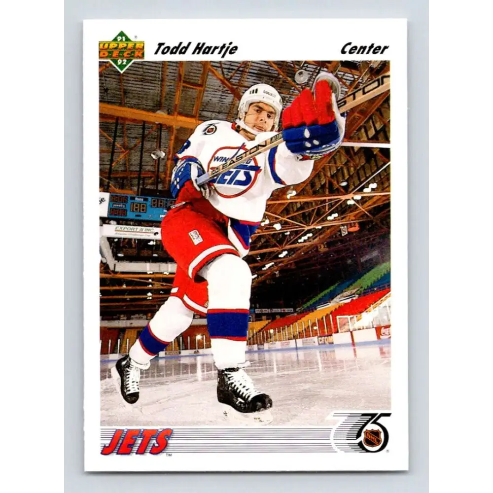1991-92 Upper Deck #568 Todd Hartje NM-MT RC Rookie Winnipeg Jets Hockey Card Image 1