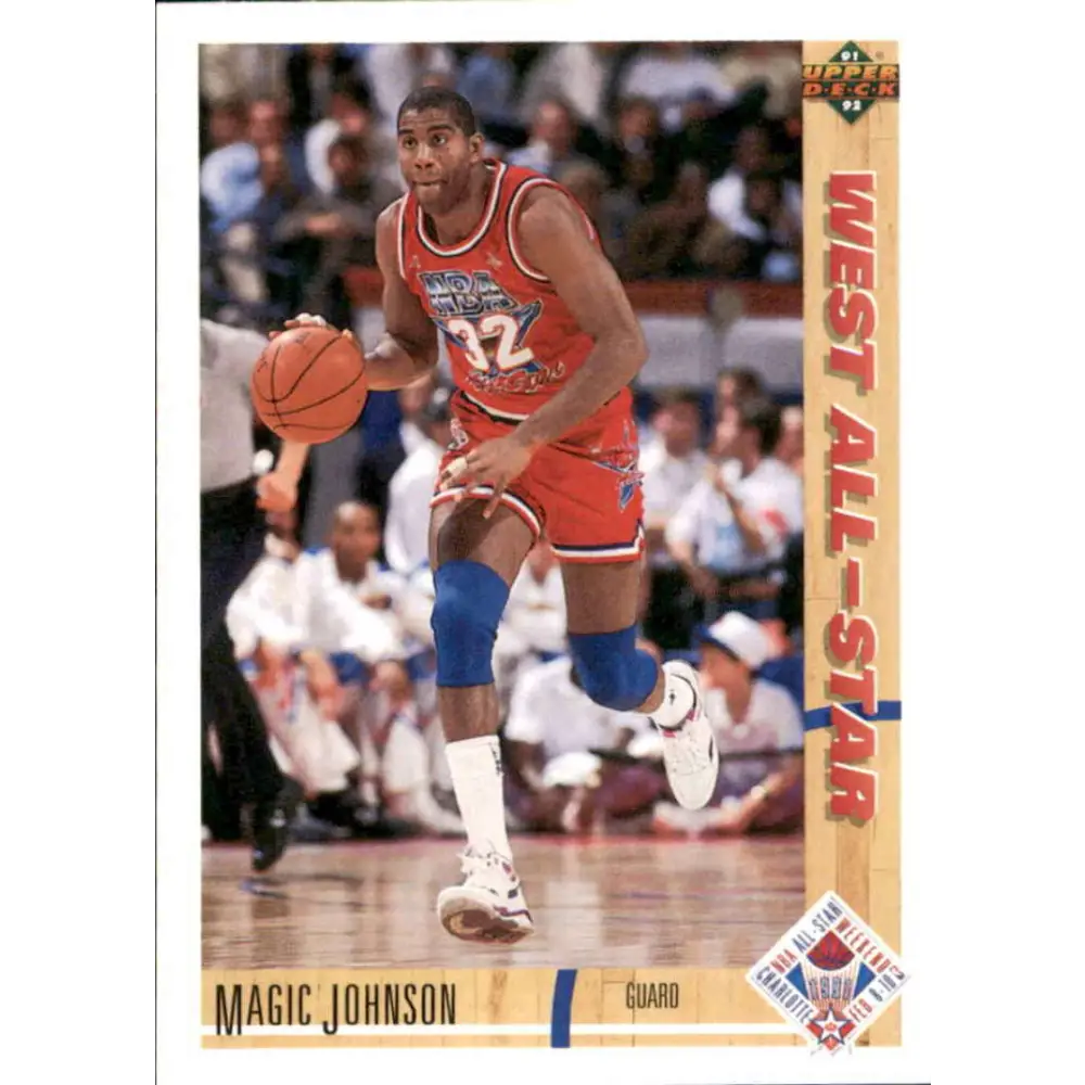 1991-92 Upper Deck #57 Magic Johnson AS NM-MT Los Angeles Lakers Basketball Card Image 1