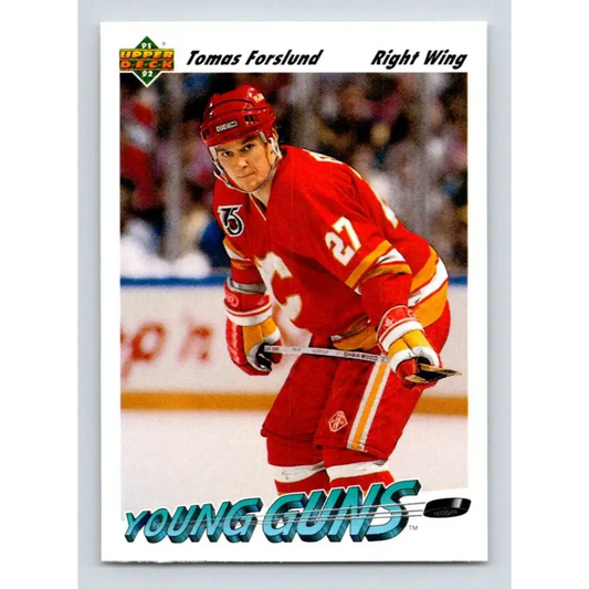 1991-92 Upper Deck #586 Tomas Forslund NM-MT Calgary Flames Hockey Card  Image 1