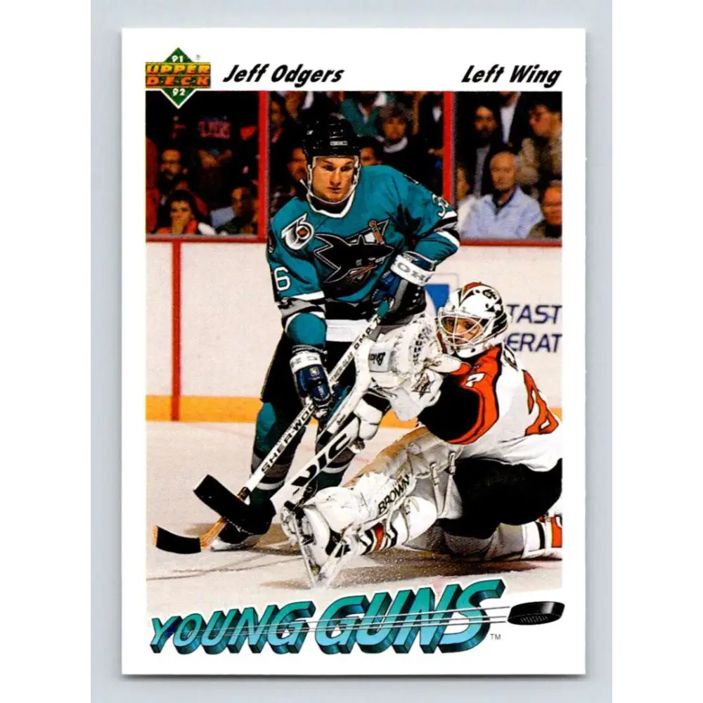 1991-92 Upper Deck #597 Jeff Odgers NM-MT RC Rookie San Jose Sharks Hockey Card Image 1