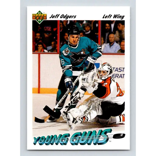 1991-92 Upper Deck #597 Jeff Odgers NM-MT RC Rookie San Jose Sharks Hockey Card Image 1