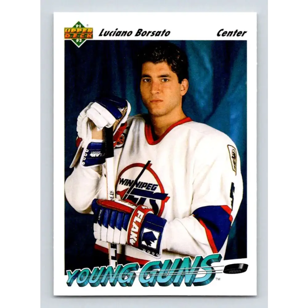 1991-92 Upper Deck #599 Luciano Borsato NM-MT RC Rookie Winnipeg Jets Hockey Card  Image 1