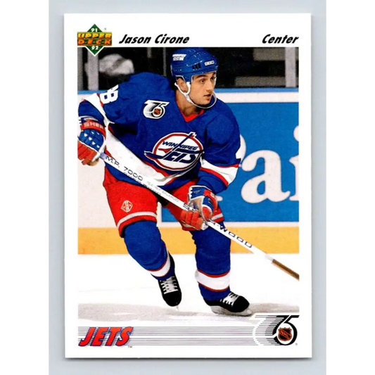1991-92 Upper Deck #605 Jason Cirone NM-MT RC Rookie Winnipeg Jets Hockey Card  Image 1