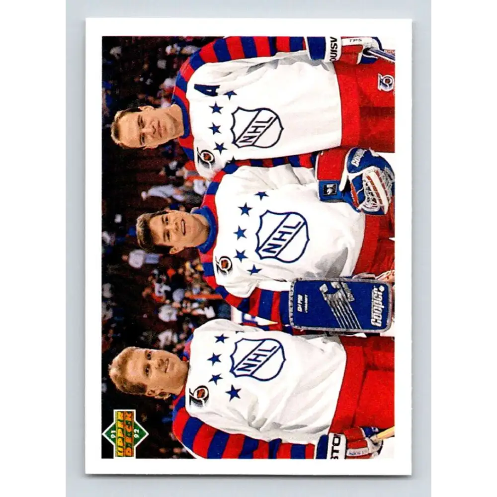 1991-92 Upper Deck #610 Brian Leetch/Mike Richter/Mark Messier NM-MT New York Rangers Hockey Card  Image 1