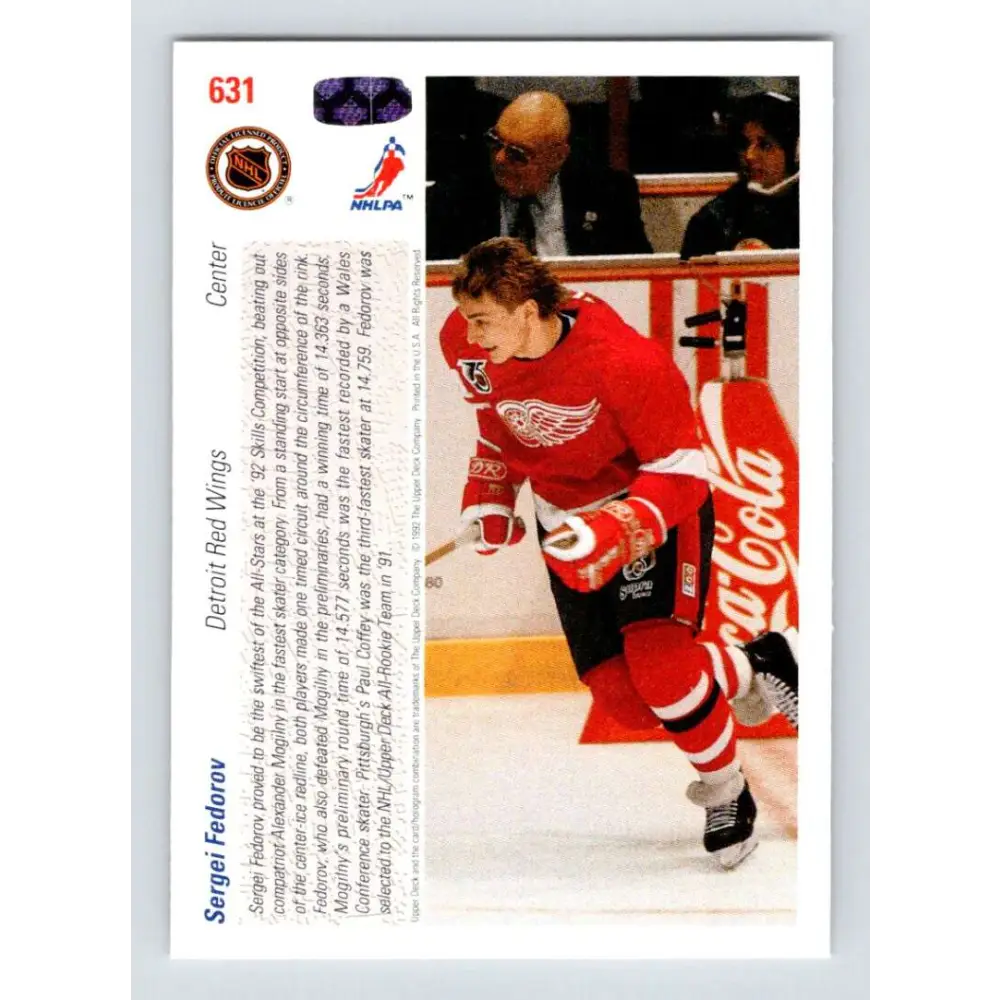 1991-92 Upper Deck #631 Sergei Fedorov AS NM-MT Detroit Red Wings Hockey Card Image 2