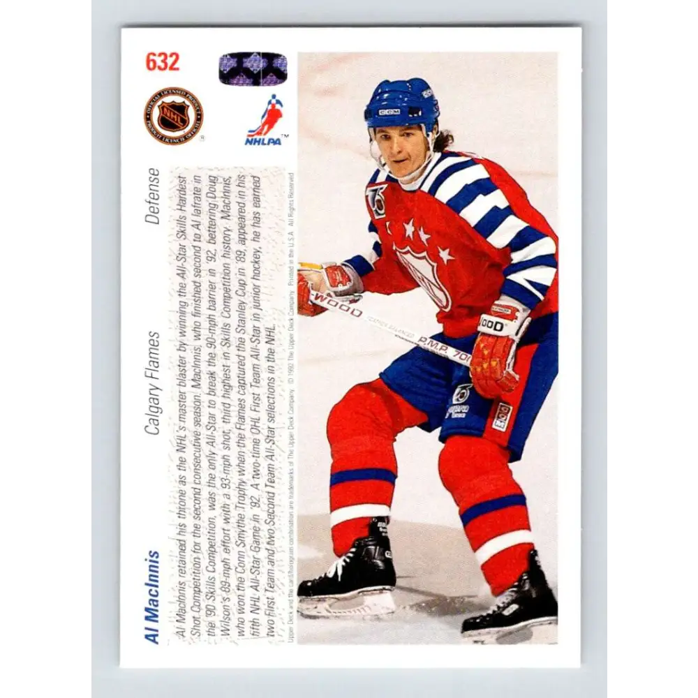 1991-92 Upper Deck #632 Al MacInnis NM-MT Calgary Flames Hockey Card  Image 2