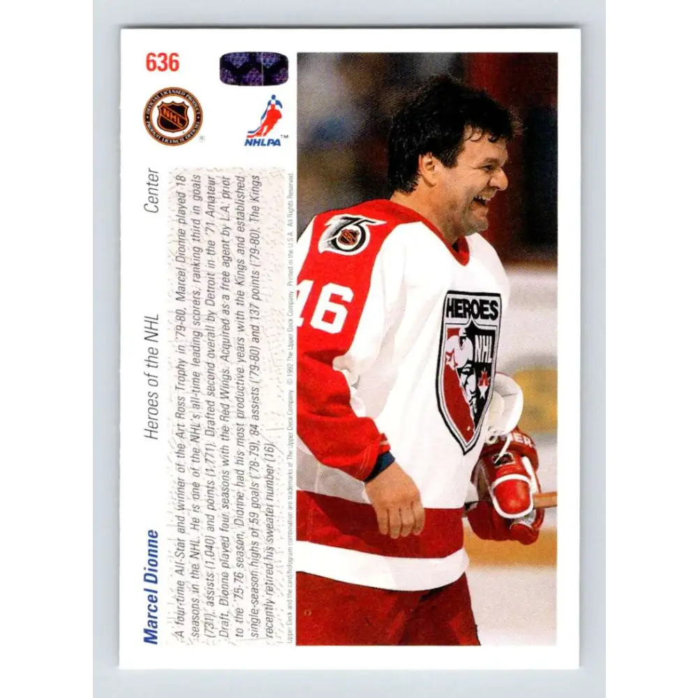 1991-92 Upper Deck #636 Marcel Dionne NM-MT Hockey Card  Image 2