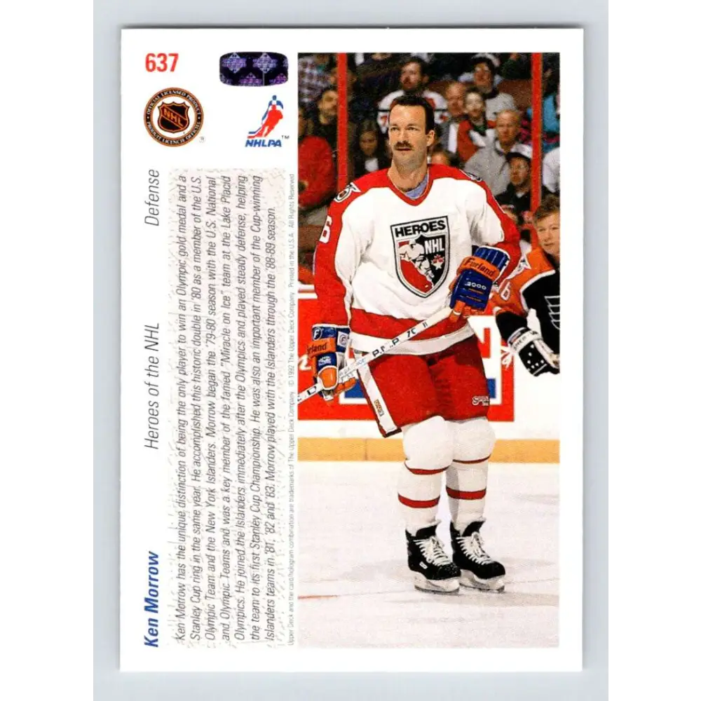1991-92 Upper Deck #637 Ken Morrow NM-MT Hockey Card  Image 2