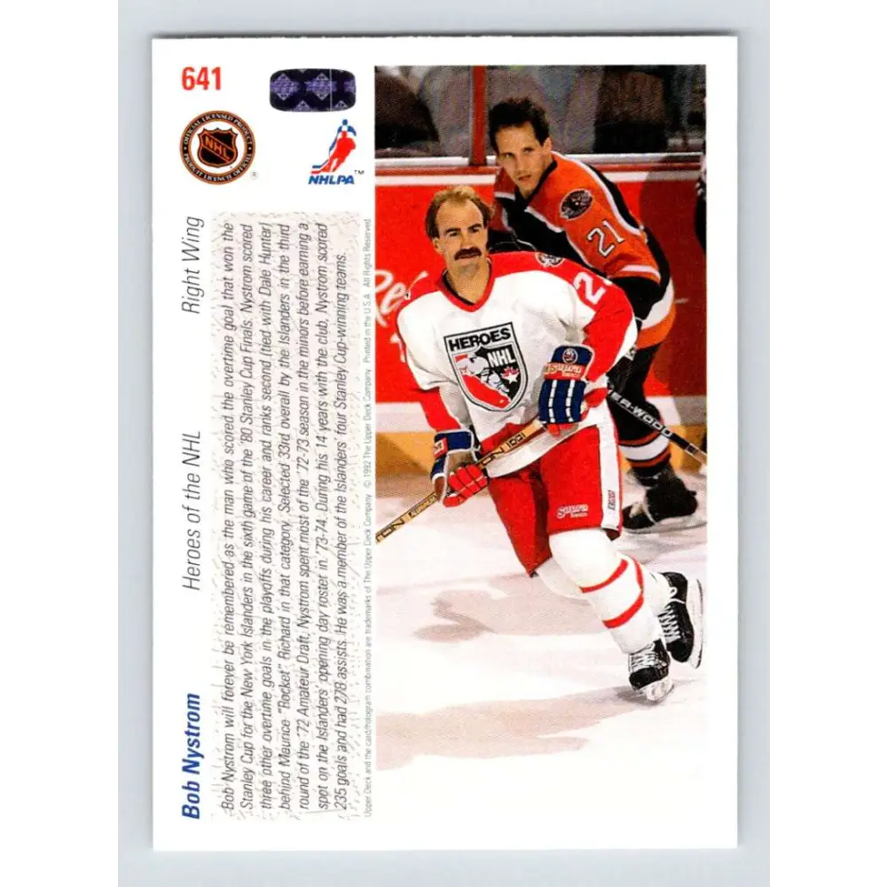 1991-92 Upper Deck #641 Bob Nystrom NM-MT Hockey Card Image 2