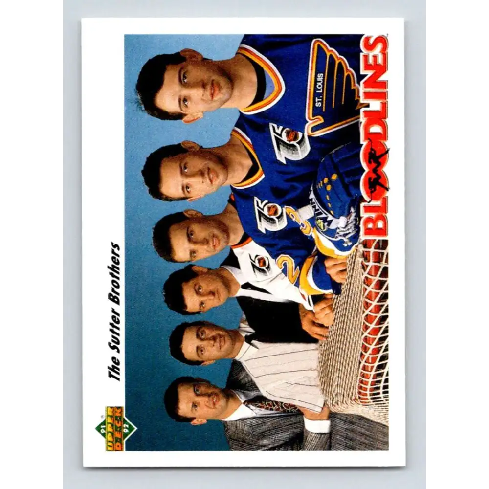 1991-92 Upper Deck #645 Darryl Sutter/Brent Sutter/Rich Sutter/Duane Sutter/Ron Sutter/Brian Sutter NM-MT St. Louis Blues Hockey Card  Image 1