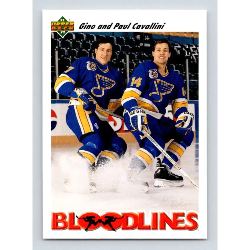 1991-92 Upper Deck #646 Paul Cavallini/Gino Cavallini NM-MT St. Louis Blues Hockey Card  Image 1