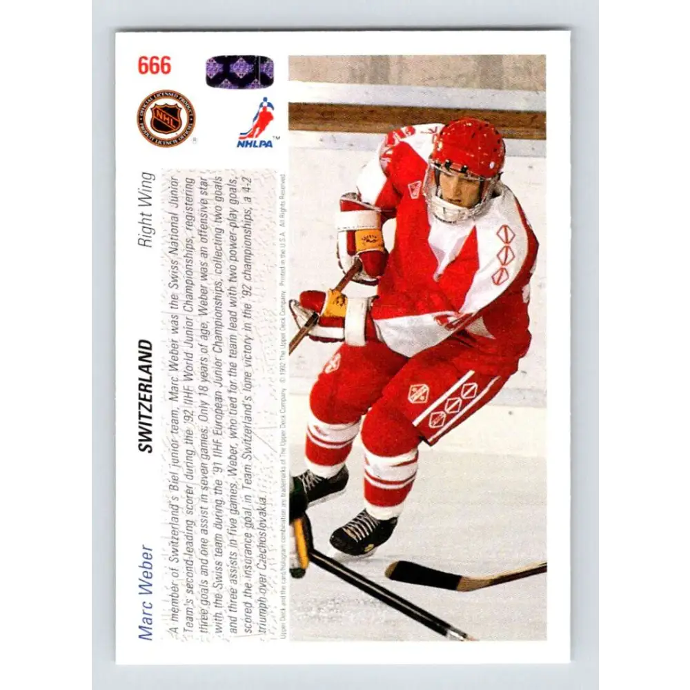 1991-92 Upper Deck #666 Marc Weber NM-MT RC Rookie Hockey Card  Image 2