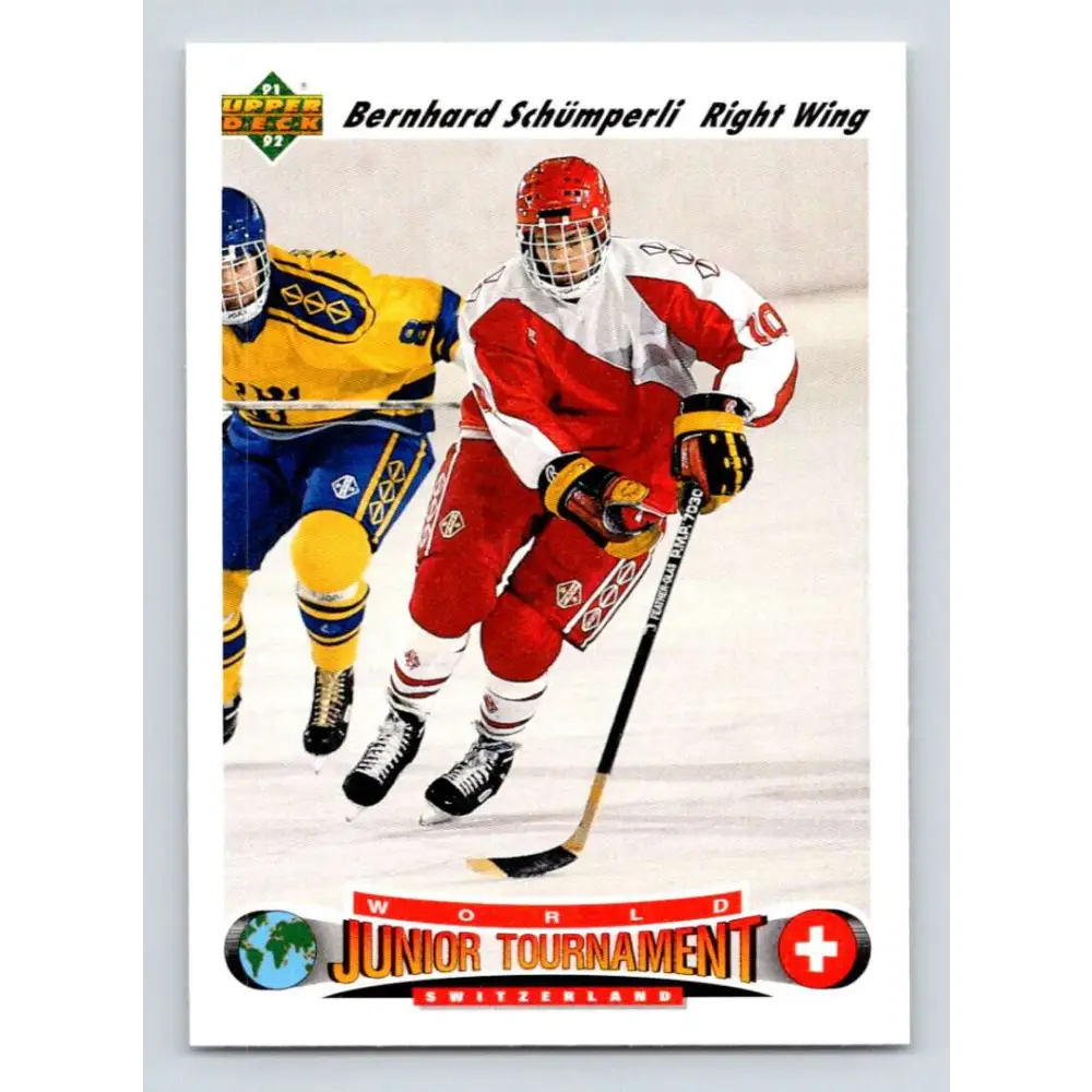 1991-92 Upper Deck #667 Bernhard Schumperli NM-MT RC Rookie Hockey Card Image 1