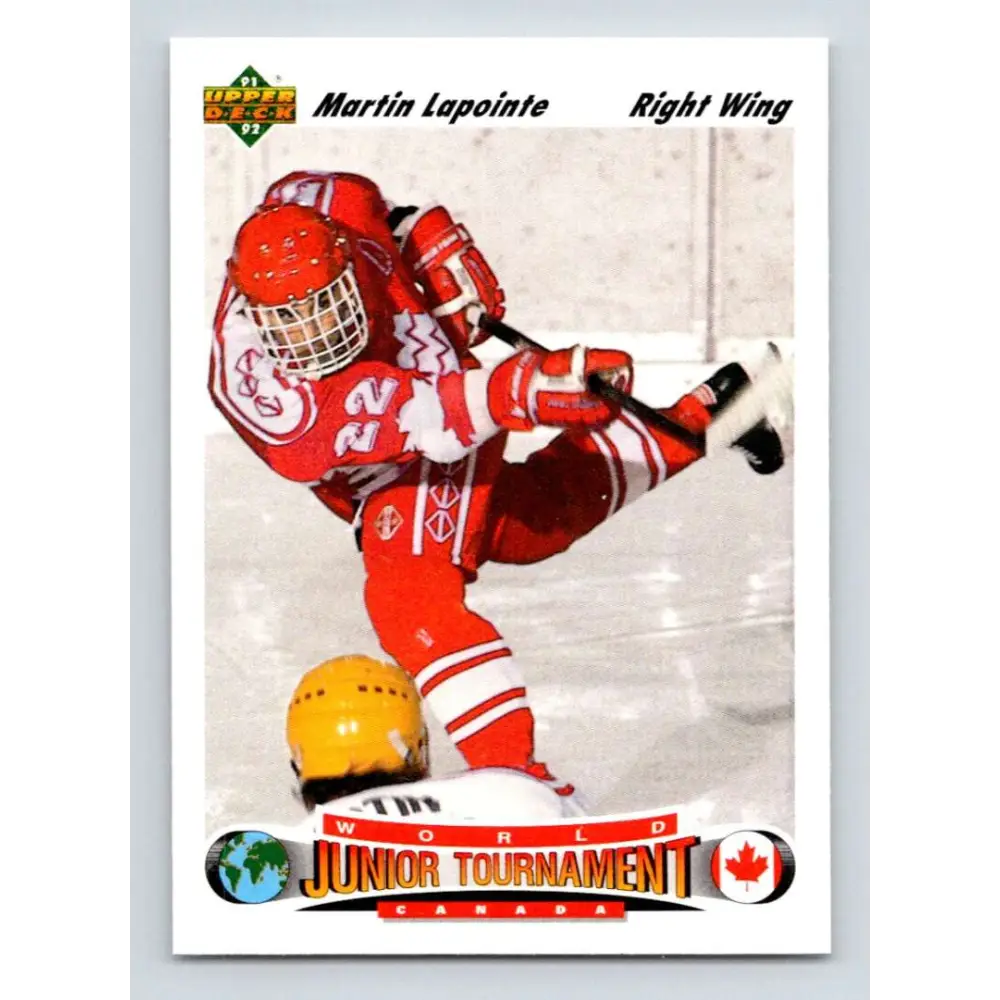 1991-92 Upper Deck #685 Martin Lapointe NM-MT RC Rookie Detroit Red Wings Hockey Card Image 1