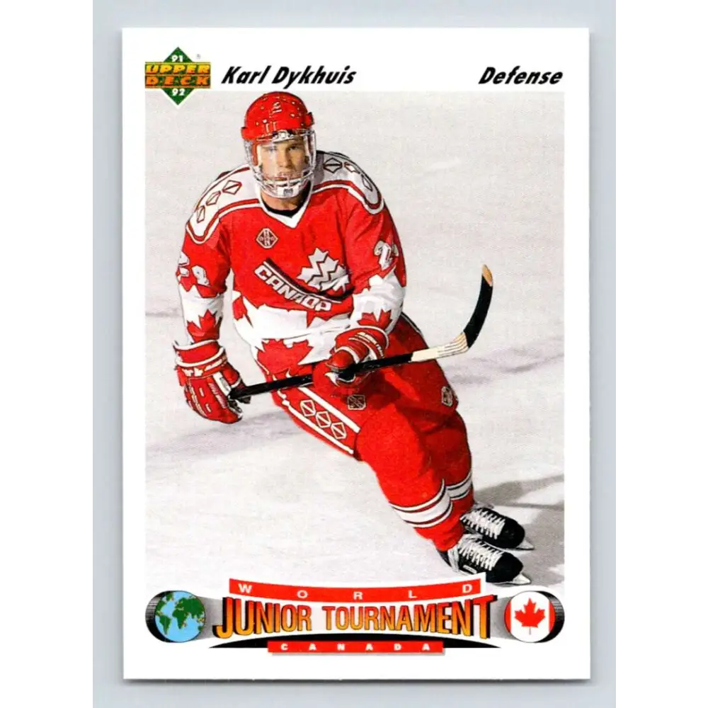 1991-92 Upper Deck #688 Karl Dykhuis NM-MT RC Rookie Chicago Blackhawks Hockey Card Image 1