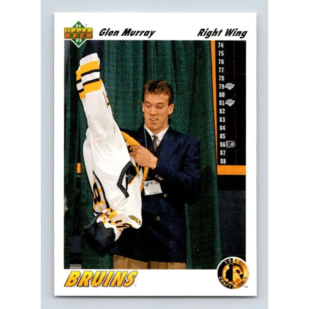 1991-92 Upper Deck #69 Glen Murray NM-MT RC Rookie Boston Bruins Hockey Card Image 1