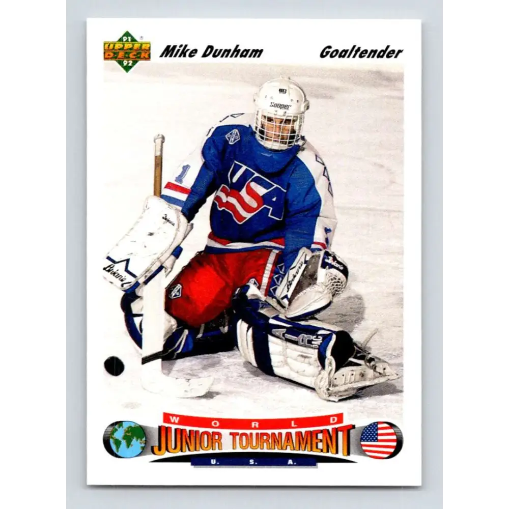 1991-92 Upper Deck #693 Mike Dunham NM-MT RC Rookie Hockey Card Image 1