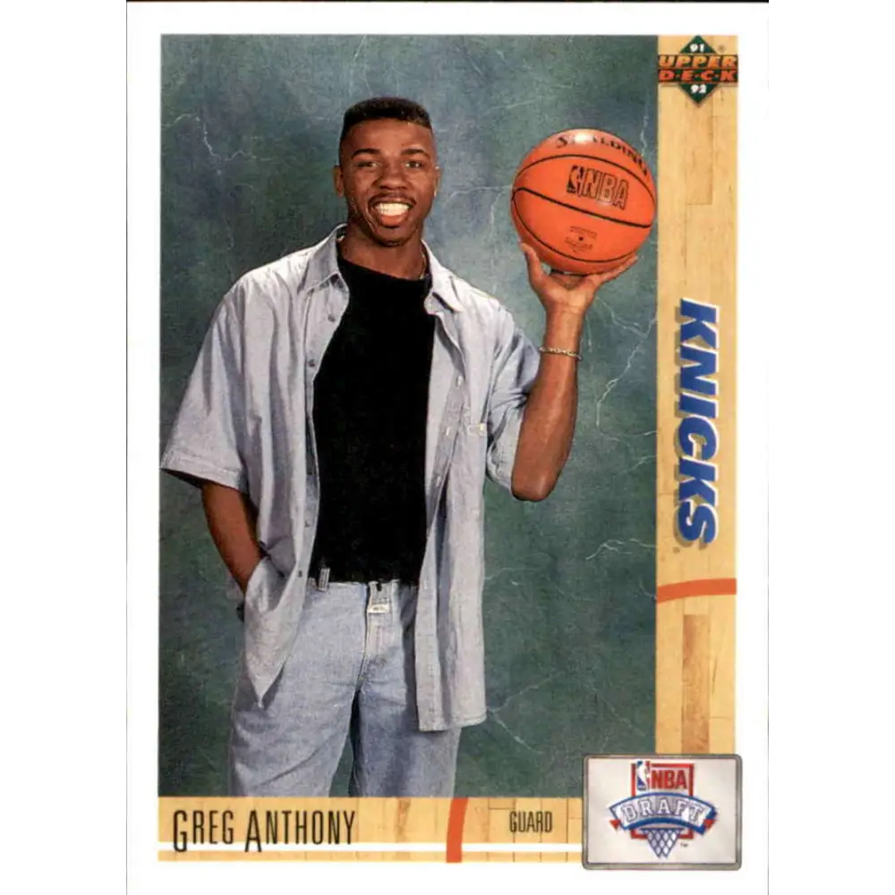 1991-92 Upper Deck #7 Greg Anthony NM-MT RC Rookie New York Knicks Basketball Card Image 1