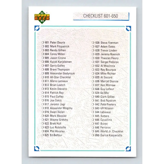 1991-92 Upper Deck #700 Checklist 601-700 NM-MT Hockey Card  Image 1