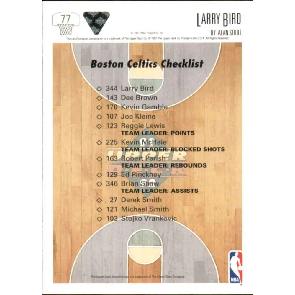 1991-92 Upper Deck #77 Larry Bird TC NM-MT Boston Celtics Basketball Card Image 2