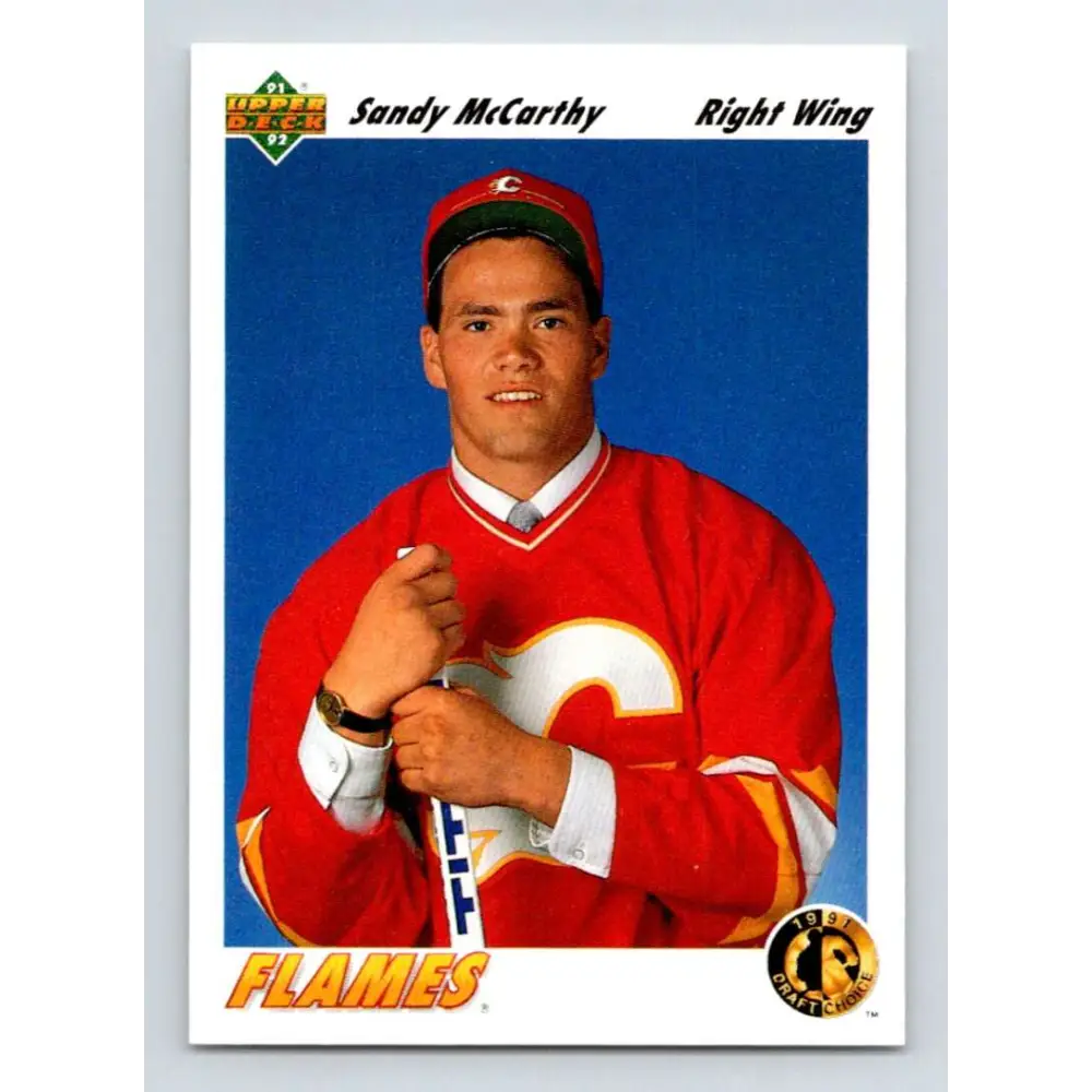 1991-92 Upper Deck #77 Sandy McCarthy NM-MT RC Rookie Hockey Card Image 1