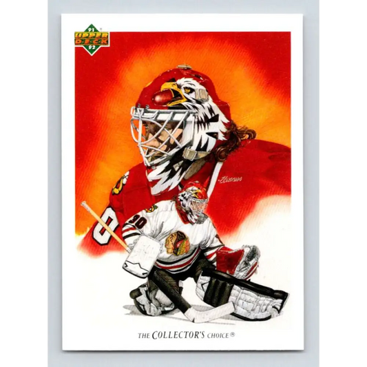 1991-92 Upper Deck #81 Ed Belfour TC NM-MT Chicago Blackhawks Hockey Card Image 1