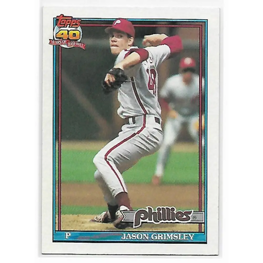 1991 Topps #173 Jason Grimsley NM-MT Philadelphia Phillies Baseball Card  Image 1