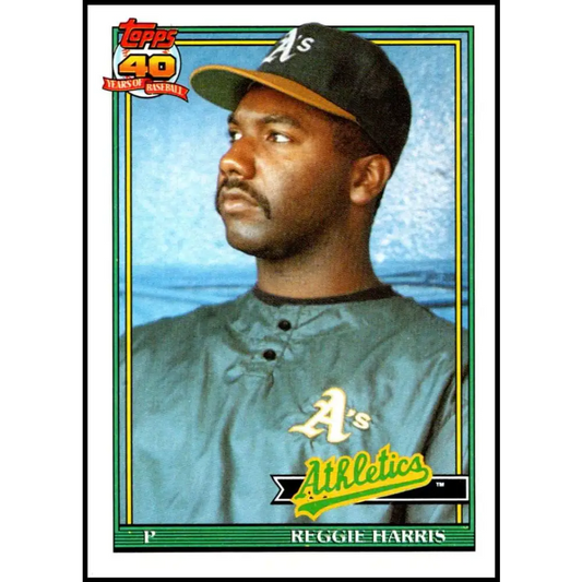 1991 Topps #177 Reggie Harris NM-MT Oakland Athletics Baseball Card  Image 1