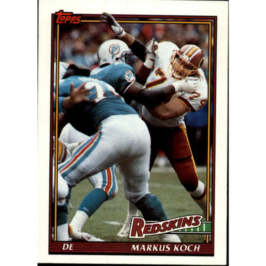 1991 Topps #186 Markus Koch NM-MT Washington Redskins Football Card  Image 1