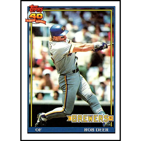 1991 Topps #192 Rob Deer NM-MT Milwaukee Brewers Baseball Card  Image 1