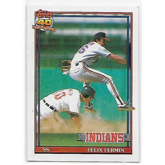 1991 Topps #193 Felix Fermin NM-MT Cleveland Indians Baseball Card  Image 1