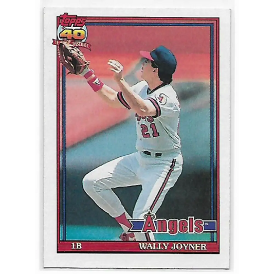 1991 Topps #195 Wally Joyner NM-MT California Angels Baseball Card  Image 1