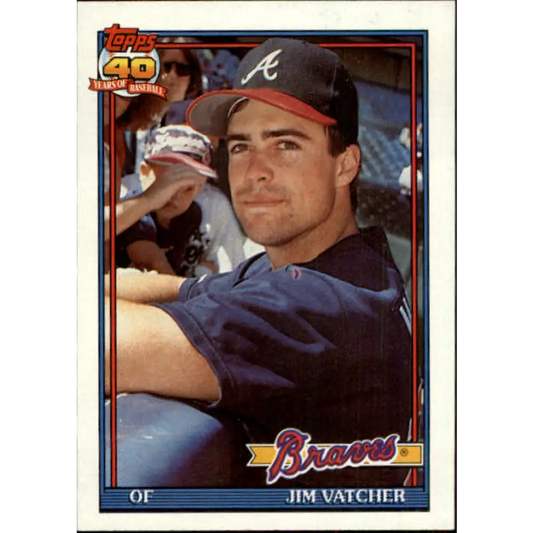 1991 Topps #196 Jim Vatcher NM-MT RC Rookie Atlanta Braves Baseball Card  Image 1