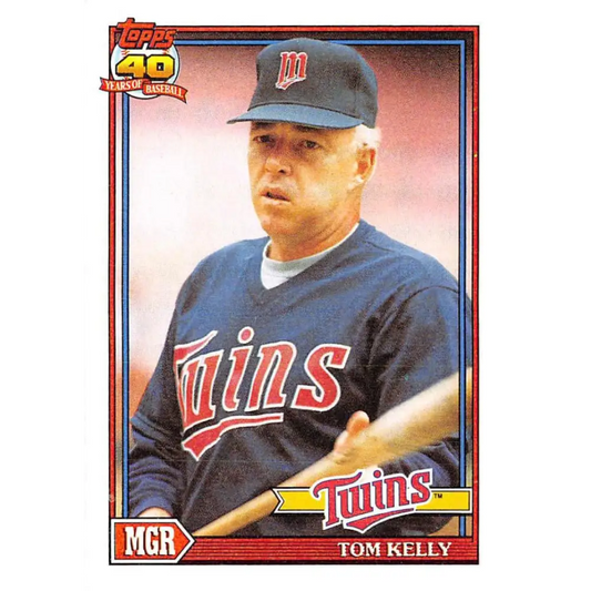 1991 Topps #201 Tom Kelly NM-MT Minnesota Twins Baseball Card  Image 1