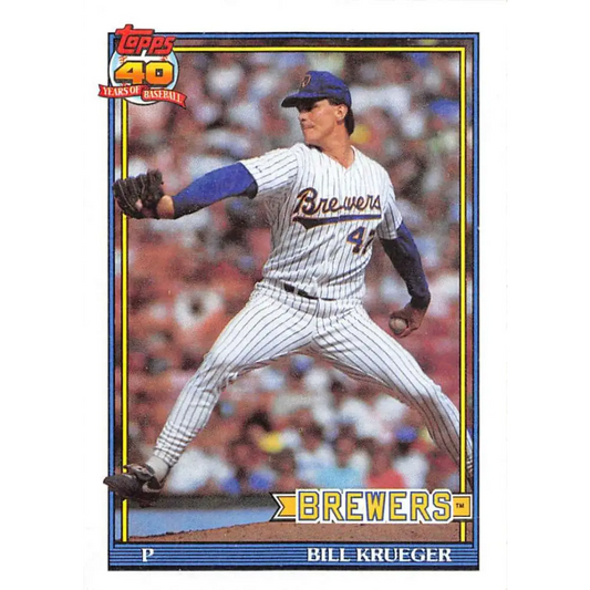 1991 Topps #417 Bill Krueger NM-MT Milwaukee Brewers Baseball Card  Image 1