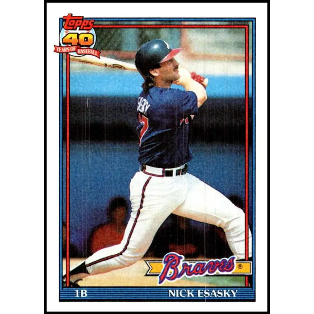 1991 Topps #418 Nick Esasky NM-MT Atlanta Braves Baseball Card  Image 1