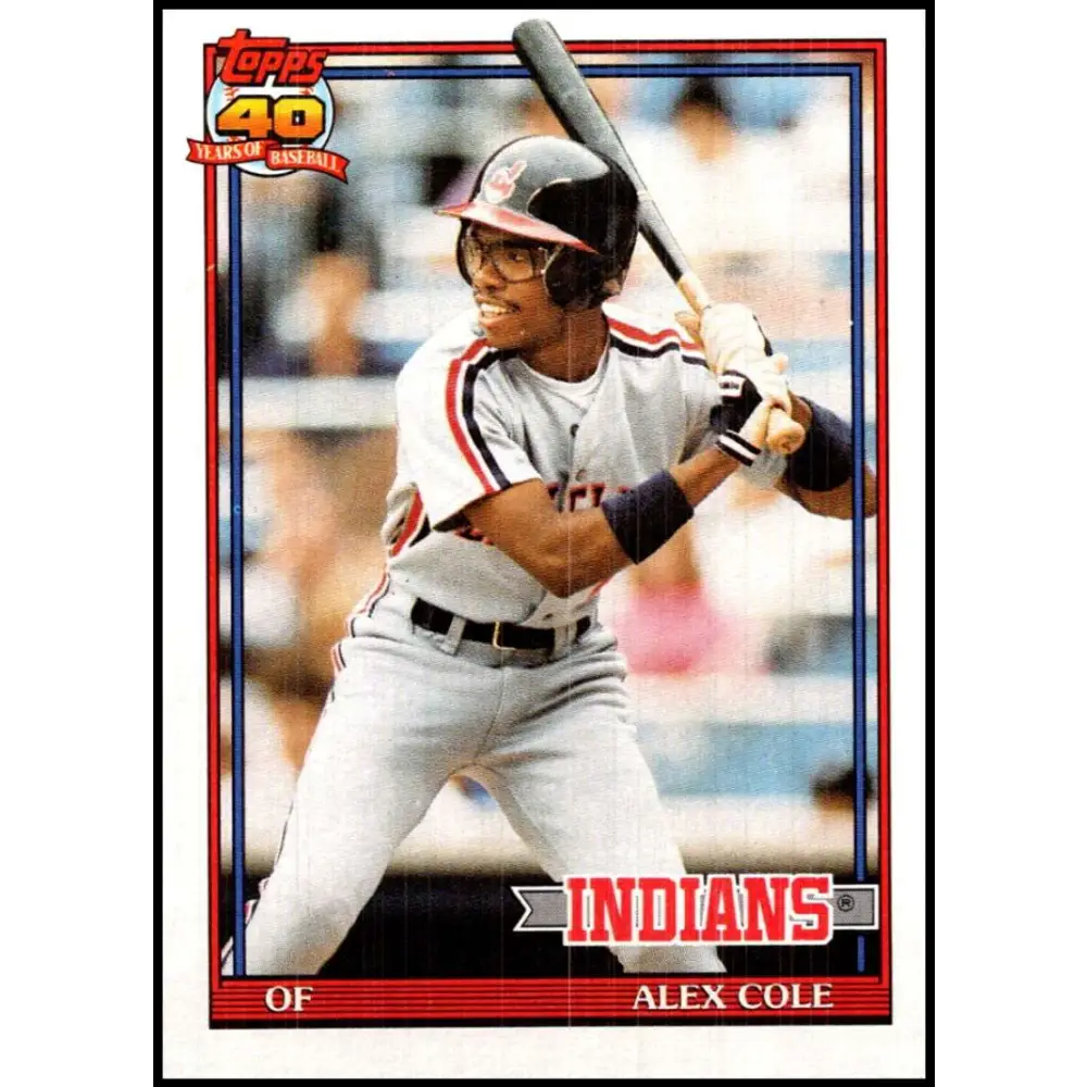 1991 Topps #421 Alex Cole NM-MT Cleveland Indians Baseball Card  Image 1