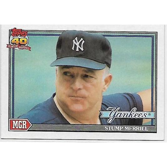 1991 Topps #429 Stump Merrill NM-MT New York Yankees Baseball Card  Image 1