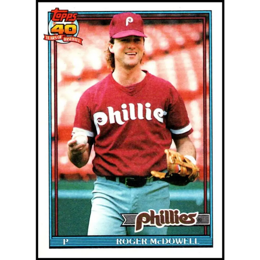 1991 Topps #43 Roger McDowell NM-MT Philadelphia Phillies Baseball Card  Image 1