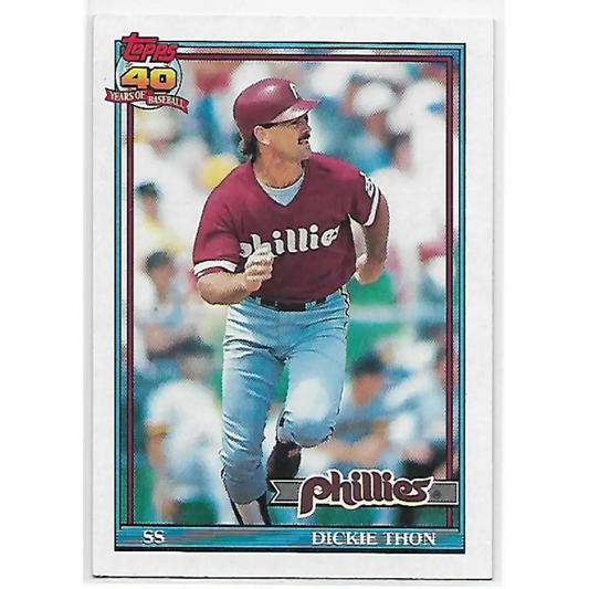 1991 Topps #439 Dickie Thon NM-MT Philadelphia Phillies Baseball Card  Image 1