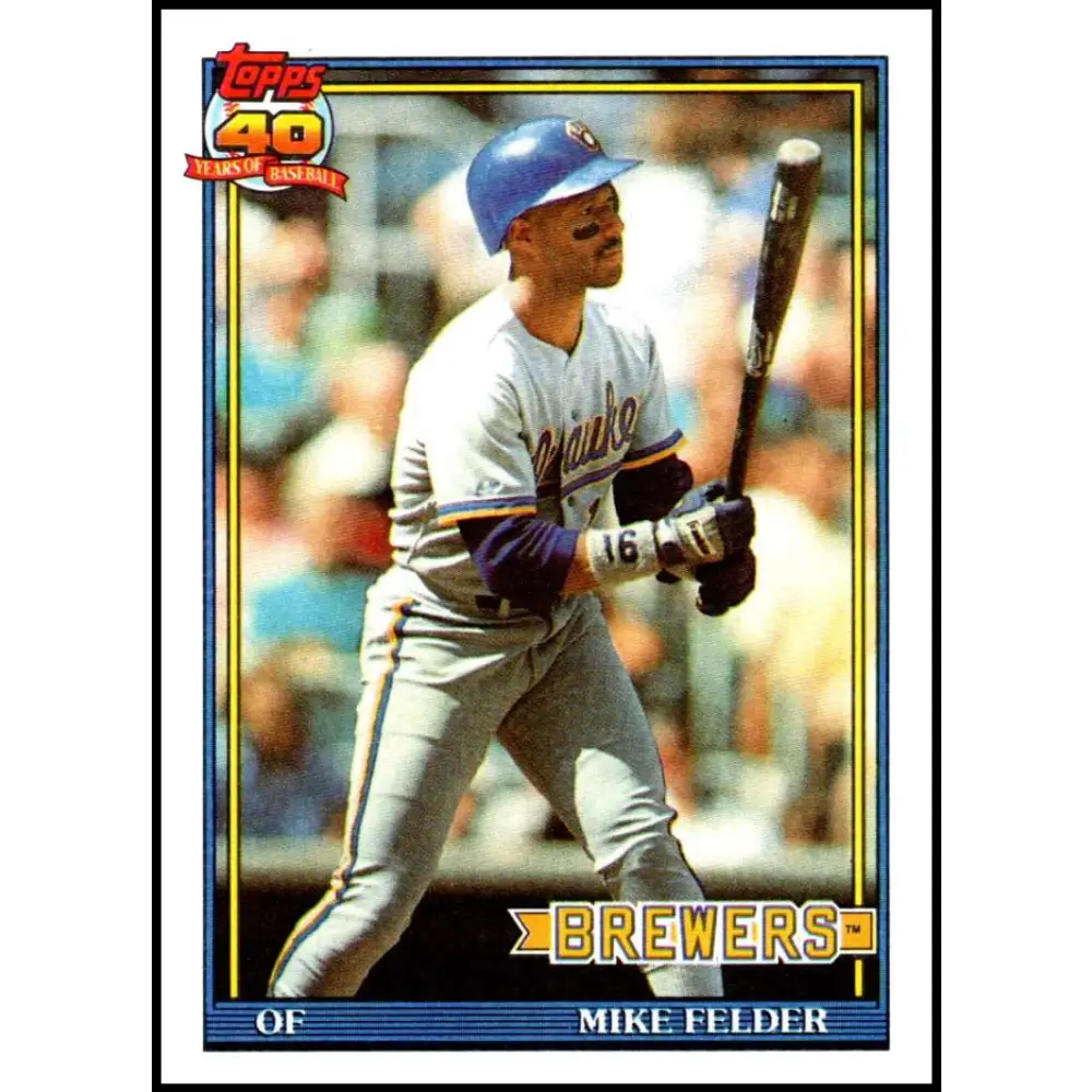 1991 Topps #44 Mike Felder NM-MT Milwaukee Brewers Baseball Card  Image 1