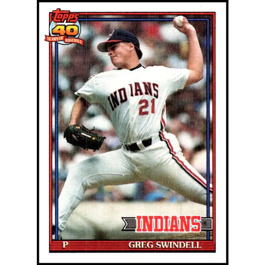 1991 Topps #445 Greg Swindell NM-MT Cleveland Indians Baseball Card  Image 1