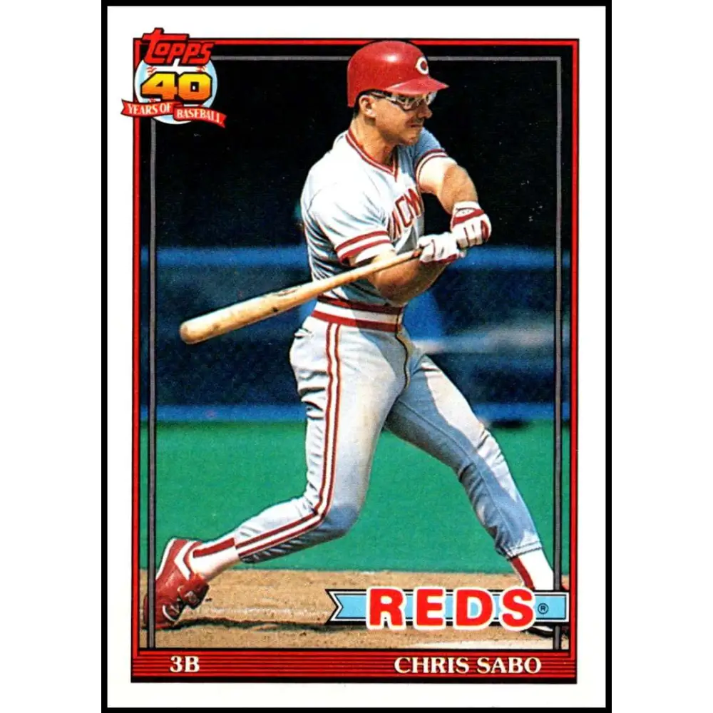 1991 Topps #45 Chris Sabo NM-MT Cincinnati Reds Baseball Card  Image 1