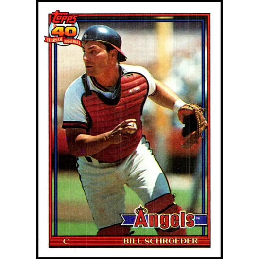 1991 Topps #452 Bill Schroeder NM-MT California Angels Baseball Card  Image 1