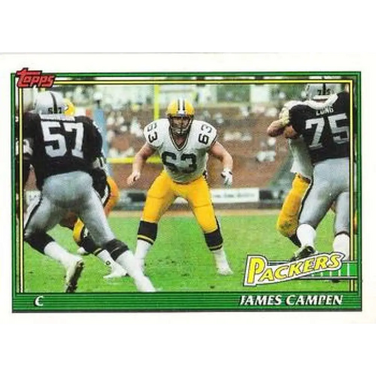 1991 Topps #454 James Campen NM-MT RC Rookie Green Bay Packers Football Card  Image 1