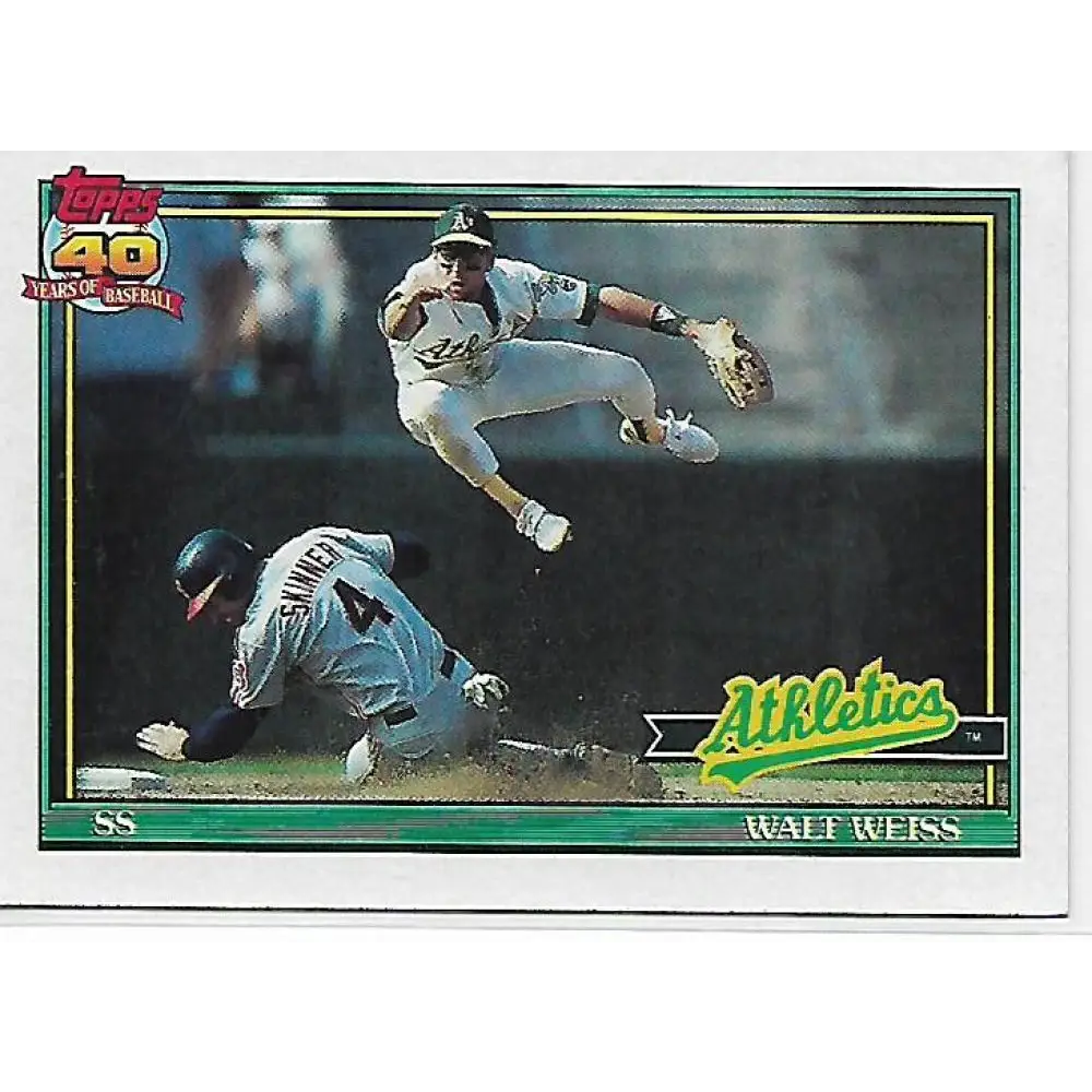 1991 Topps #455 Walt Weiss NM-MT Oakland Athletics Baseball Card  Image 1