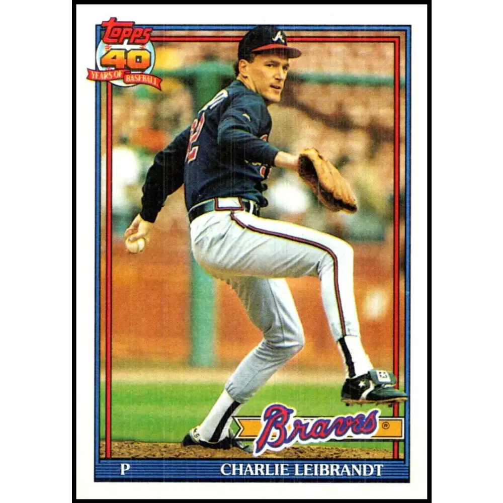 1991 Topps #456 Charlie Leibrandt NM-MT Atlanta Braves Baseball Card  Image 1