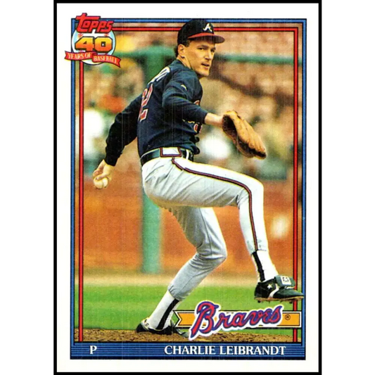 1991 Topps #456 Charlie Leibrandt NM-MT Atlanta Braves Baseball Card  Image 1